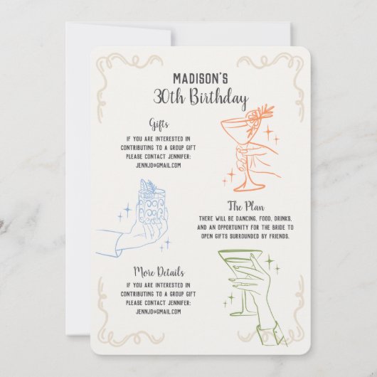 Kleurrijke Cocktail Party Verjaardagsfeestje Uitno (Achterkant)