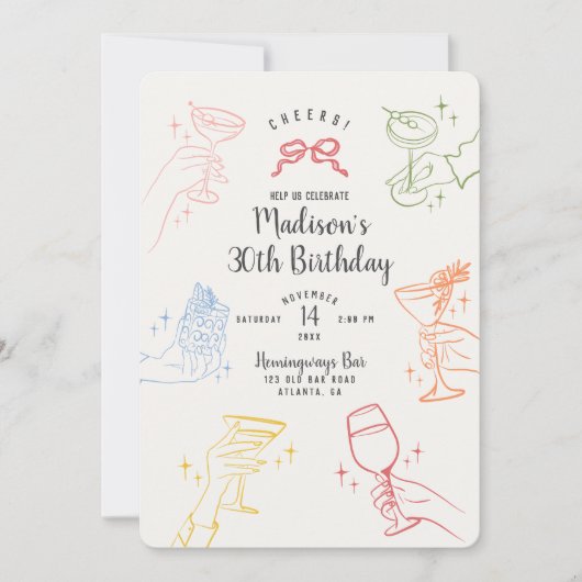 Kleurrijke Cocktail Party Verjaardagsfeestje Uitno (Voorkant)