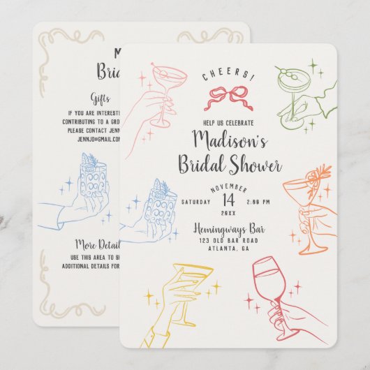 Kleurrijke Cocktail Party Vrijgezellenfeest Party  (Voorkant / Achterkant)