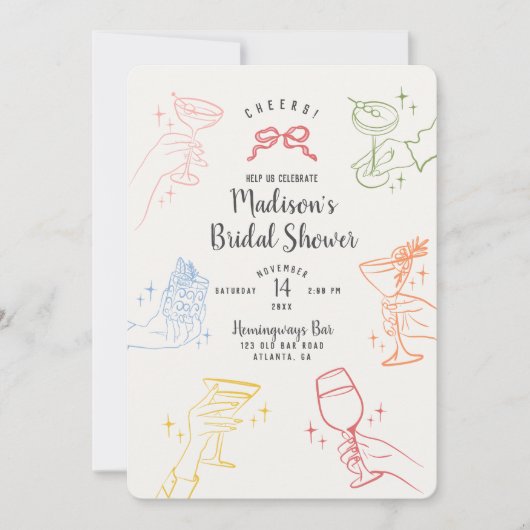 Kleurrijke Cocktail Party Vrijgezellenfeest Party  (Voorkant)