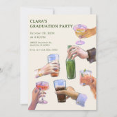 Kleurrijke  cocktail proost Graduation Party Kaart (Voorkant)