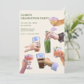 Kleurrijke  cocktail proost Graduation Party Kaart (Staand voorkant)