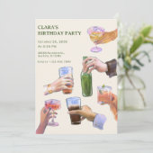 Kleurrijke  cocktail proost verjaardag kaart (Staand voorkant)