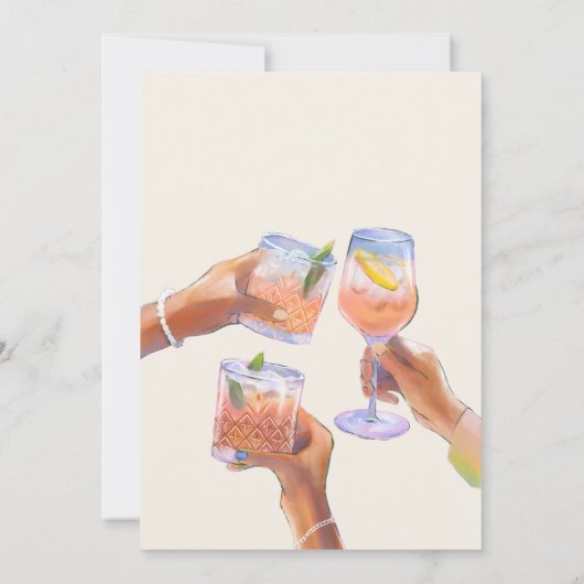 Kleurrijke  cocktail proost verjaardag kaart (Achterkant)