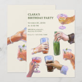 Kleurrijke  cocktail proost verjaardag kaart (Voorkant / Achterkant)