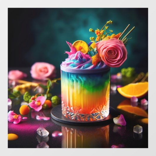 Kleurrijke cocktail raamsticker (Vel)