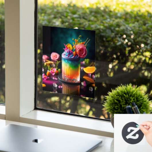 Kleurrijke cocktail raamsticker (Kantoor)