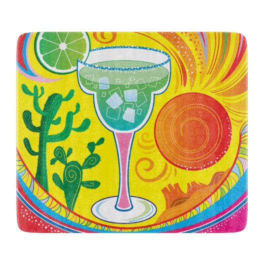 Kleurrijke Cocktail Snijplank (Voorkant)