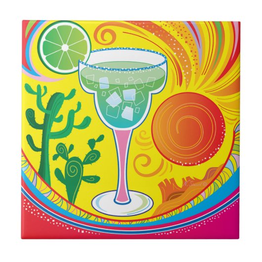 Kleurrijke Cocktail Tegeltje (Voorkant)