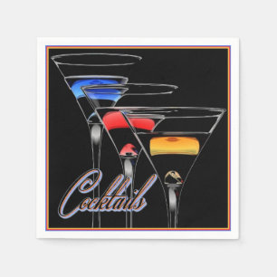 Kleurrijke cocktailglazen Zwarte servetten