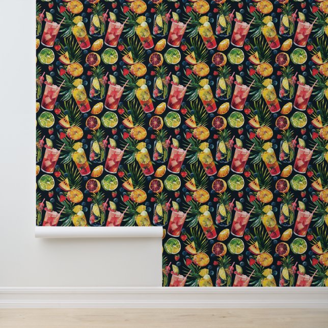 Kleurrijke cocktails behang (Applicatie)