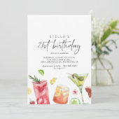 Kleurrijke cocktails | Leuk Schattige 21ste verjaa Kaart (Staand voorkant)