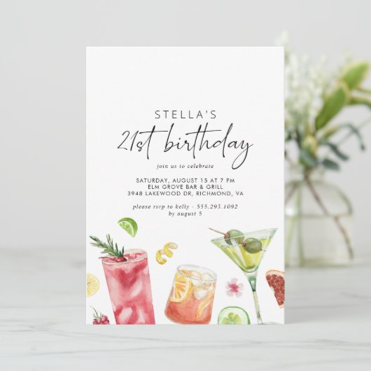 Kleurrijke cocktails | Leuk Schattige 21ste verjaa Kaart (Staand voorkant)