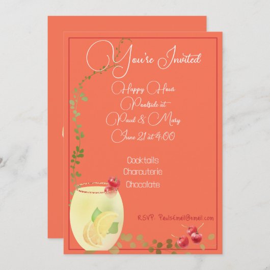 Kleurrijke cocktails met fruit en gebladerte parti kaart (Voorkant / Achterkant)