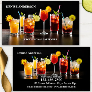 Kleurrijke Cocktails Professionele Barman Visitekaartje