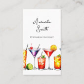 Kleurrijke Cocktails Professionele Bartender Busin Visitekaartje (Voorkant)