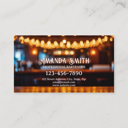 Kleurrijke Cocktails Professionele Bartender Busin Visitekaartje (Achterkant)
