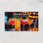 Kleurrijke Cocktails Professionele Bartender Busin Visitekaartje (Voorkant)