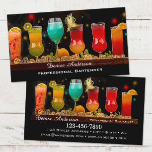 Kleurrijke Cocktails Professionele Bartender Visitekaartje