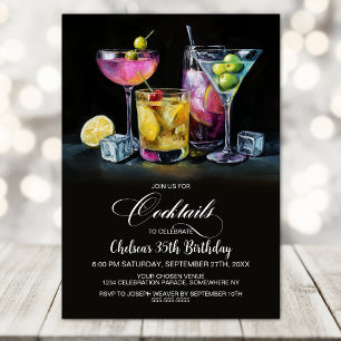 Kleurrijke Cocktails Verjaardagsfeest Kaart