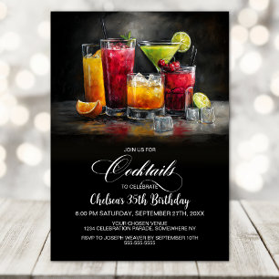Kleurrijke Cocktails Verjaardagsfeestje Kaart