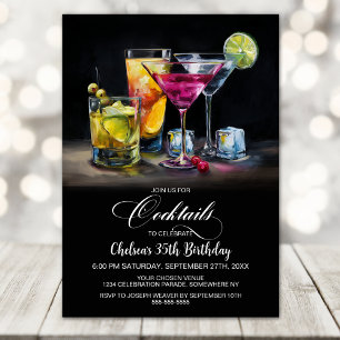 Kleurrijke Cocktails Verjaardagsfeestje Kaart