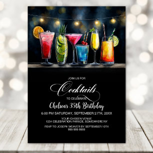 Kleurrijke Cocktails Verjaardagsfeestje Kaart