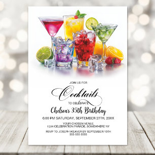Kleurrijke Cocktails Verjaardagsfeestje Kaart