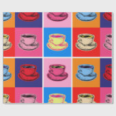 Kleurrijke Coffee Cup Mokken Cadeaupapier (Vlak)