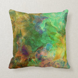 Kleurrijke Collage Abstracte Bloemen Kussen