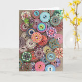 Kleurrijke collage van geschilderde houten Buttonn Kaart (Gele Bloem)