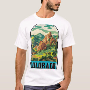 KLEURRIJKE COLORADO REIS BERGEN SKIËN PAARD KOE T-SHIRT
