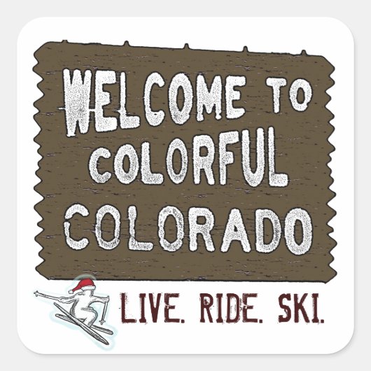Kleurrijke Colorado welkomstbord ski-stickers Vierkante Sticker (Voorkant)