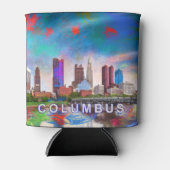 Kleurrijke Columbus Skyline Abstracte kunst Blikjeskoeler (Voorkant)