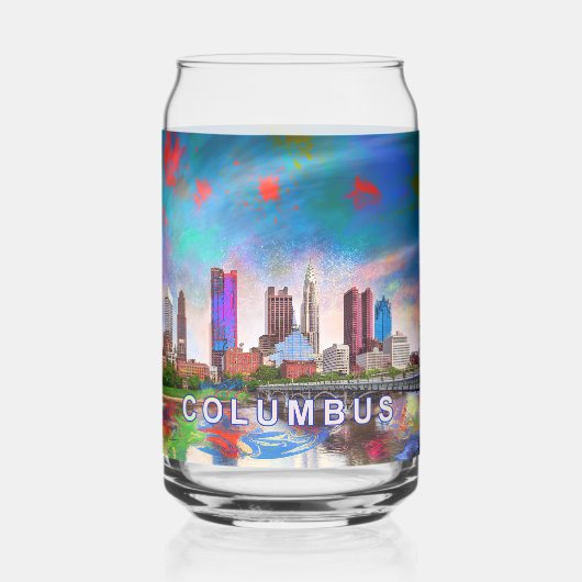 Kleurrijke Columbus Skyline Blikvorm Glas (Voorkant)