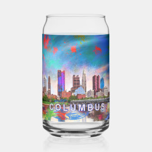 Kleurrijke Columbus Skyline Blikvorm Glas