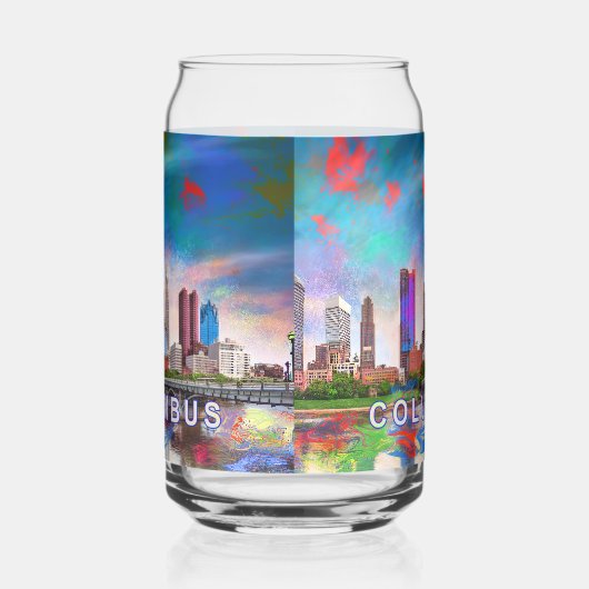 Kleurrijke Columbus Skyline Blikvorm Glas (Rechts)