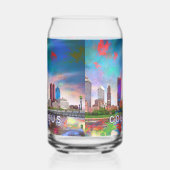 Kleurrijke Columbus Skyline Blikvorm Glas (Links)