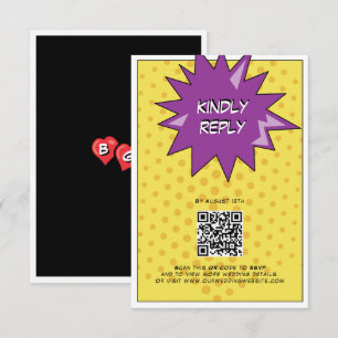 Kleurrijke Comic Book Pop Art Bruiloft Informatiekaartje