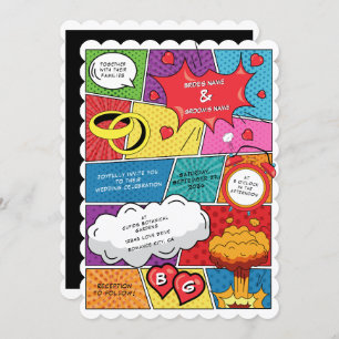 Kleurrijke Comic Book Pop Art Bruiloft Kaart