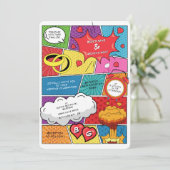 Kleurrijke Comic Book Pop Art Bruiloft Kaart (Staand voorkant)