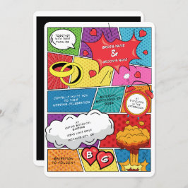 Kleurrijke Comic Book Pop Art Bruiloft Kaart