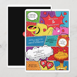 Kleurrijke Comic Book Pop Art Bruiloft Kaart