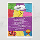 Kleurrijke Comic Book Pop Art Bruiloft Route Programmakaart (Achterkant)