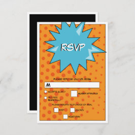 Kleurrijke Comic Book Pop Art Bruiloft RSVP Kaartje