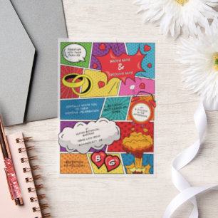 Kleurrijke Comic Book Pop Art Bruiloft Vellum Uitnodigingen