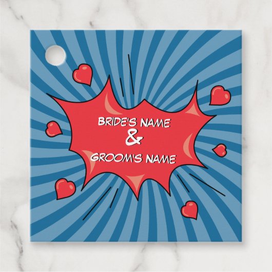 Kleurrijke Comic Book Pop Art Trouwgeschenk Bedankjes Labels (Voorkant)