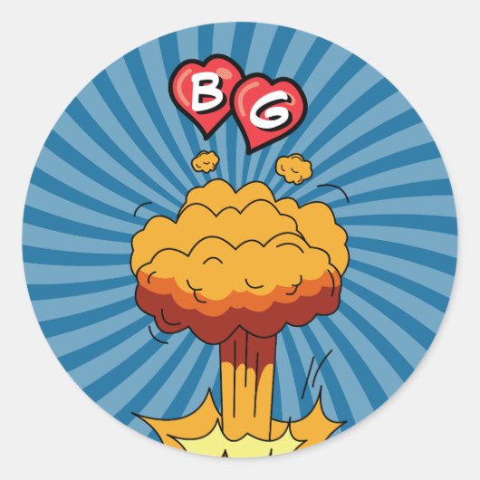 Kleurrijke Comic Book Pop Art Trouwgunst Ronde Sticker (Voorkant)