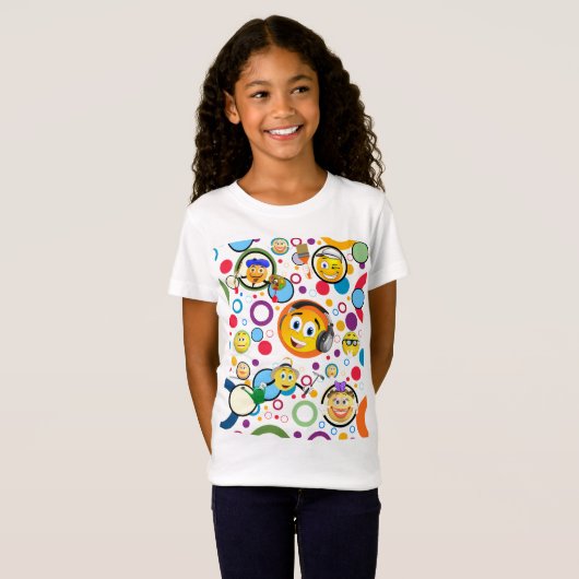 Kleurrijke Comic Emoji Faces T-shirt (Voorkant volledig)