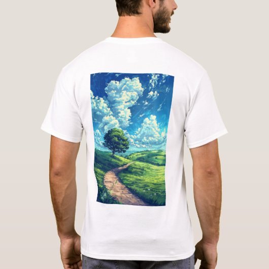 Kleurrijke Comic Landscape Vector T-shirt (Achterkant)